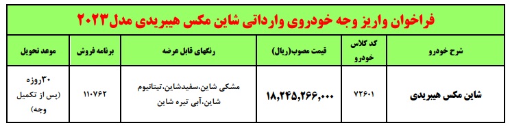 آغاز فروش فوری شاین مکس هیبریدی ایران خودرو